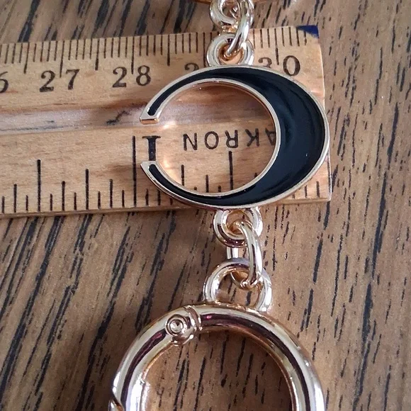 Gold and Black Crescent Purse Strap Extender/Keychain NWOT - Picture 5 of 5